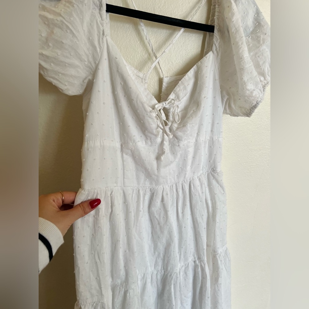 White Dress Open Back Off Shoulder Corset Detail